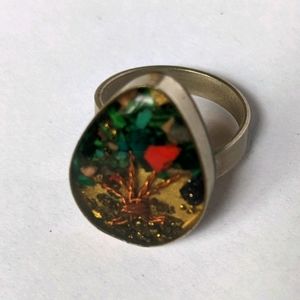 Handmade Ring With Tree of Life Copper and Stones